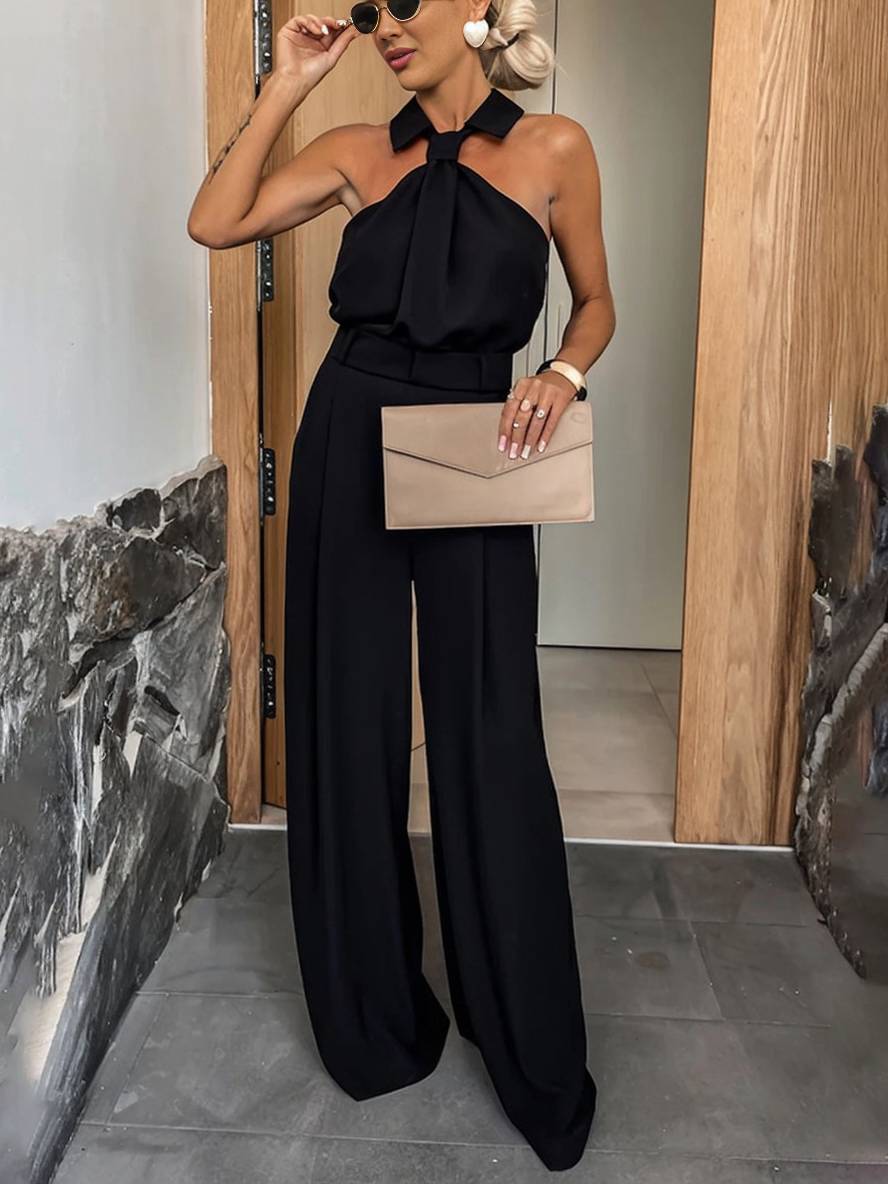 Robe Combinaison Femelle Courte sans Manches avec Poches