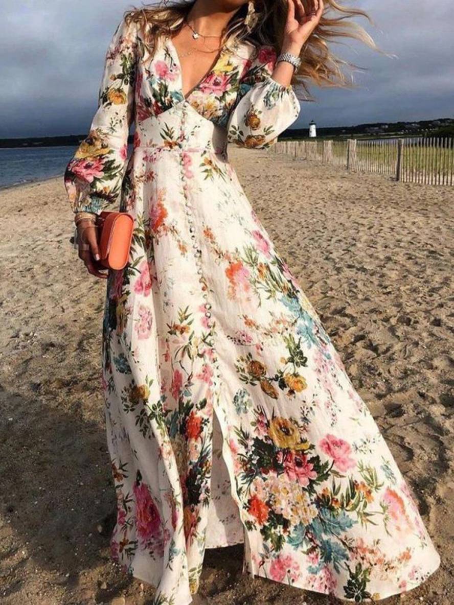 Robe Été Blanche en Dentelle avec Fleurs - PanierRoyale