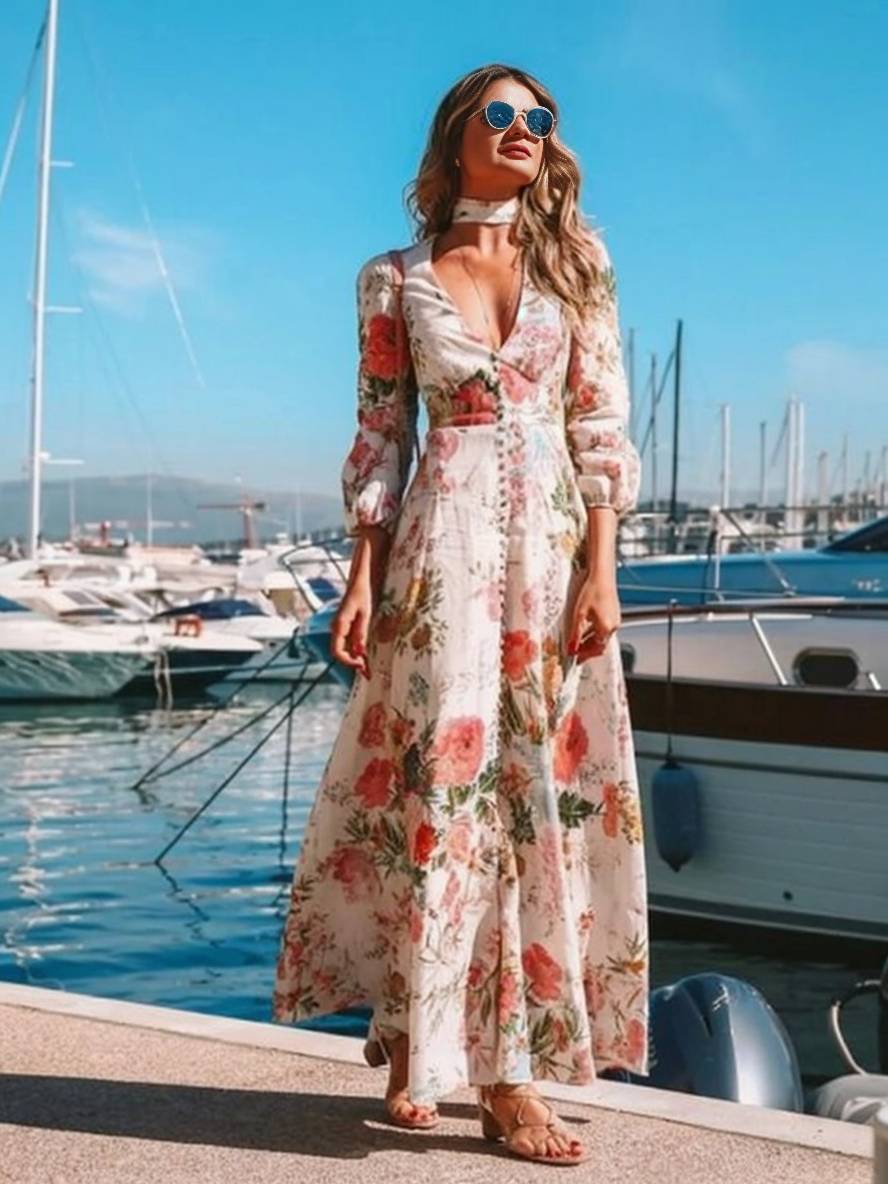 Robe Été Blanche en Dentelle avec Fleurs