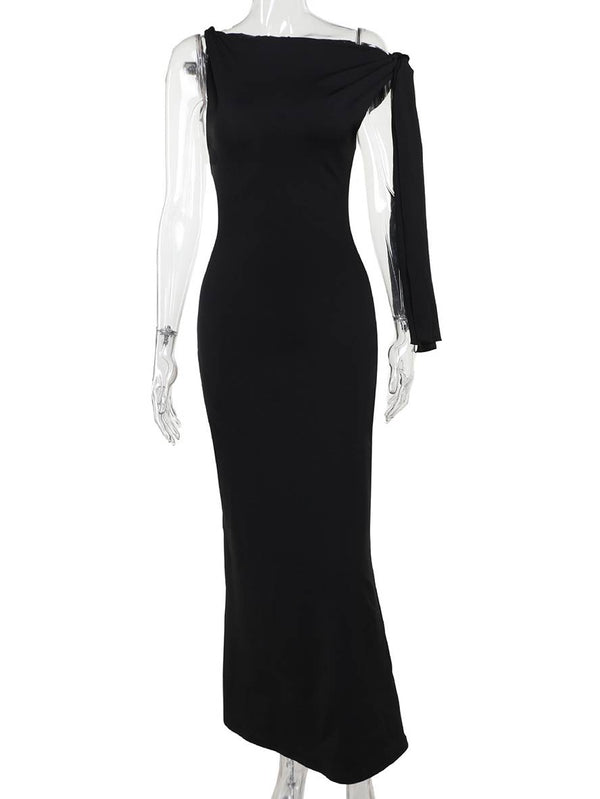 Robe Soie Élégante Une Épaule Décontractée Chic - PanierRoyale