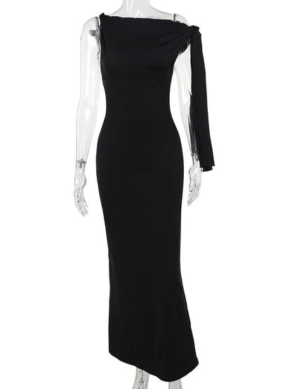 Robe Soie Élégante Une Épaule Décontractée Chic - PanierRoyale