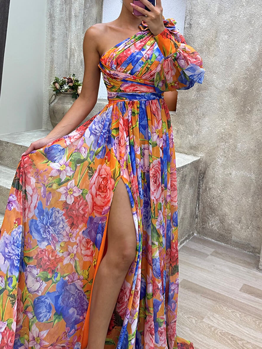 Robe de Soirée Longue Florale pour Femme Élégante