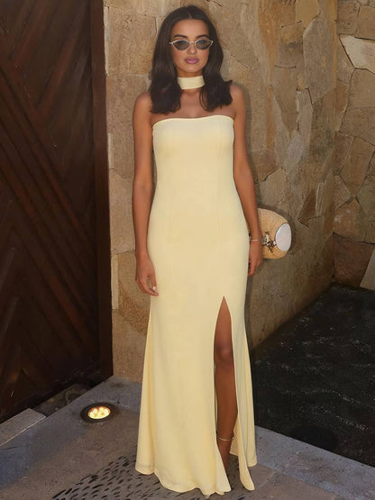 Robe de Soirée Femme Longue Noire Élégante pour Mariage