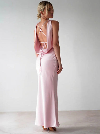 Robe de Soirée Longue Sans Manches Dos Nu pour Femme Élégante - PanierRoyale