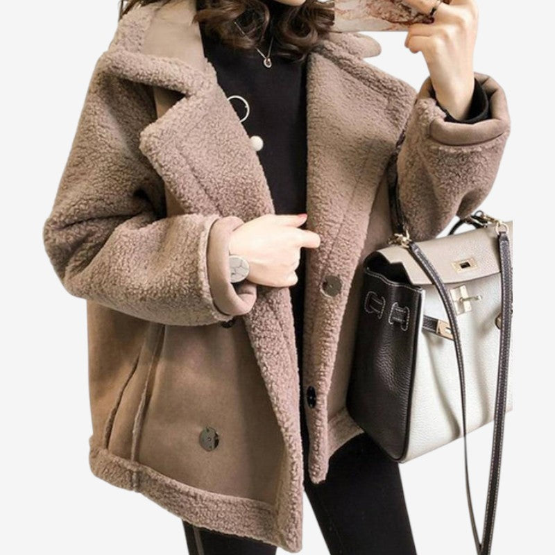 Manteau Bomber Classique Noir avec Manches Longues et Poches