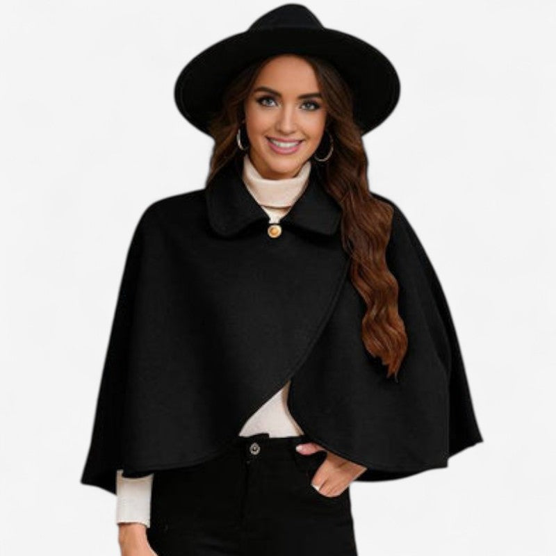 Manteau Poncho Chic avec Col Revers et Fermeture Éclair