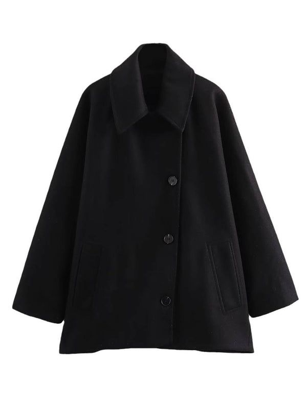 Manteau Femme OversizeLong Manches Boutons Élégant - PanierRoyale