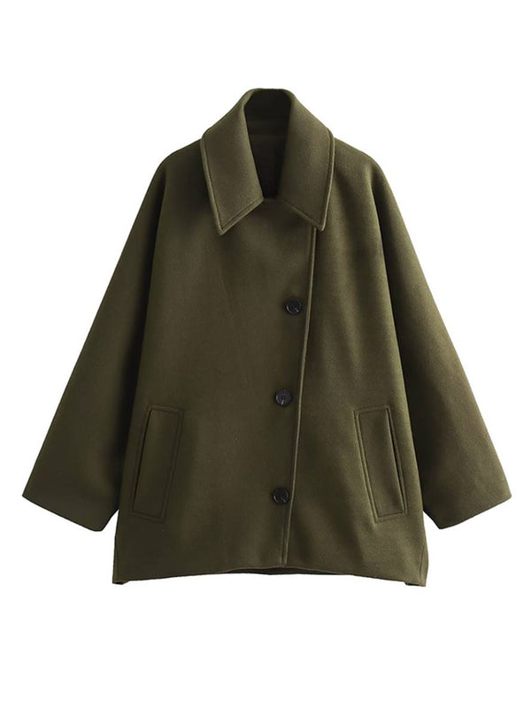 Manteau Femme OversizeLong Manches Boutons Élégant