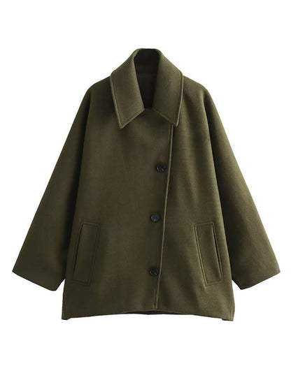 Manteau Femme OversizeLong Manches Boutons Élégant