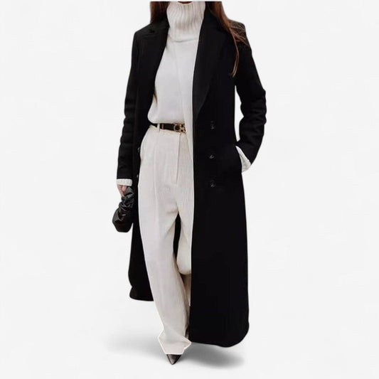 Manteau Femme Long à Col Revers Élégant Hiver - PanierRoyale
