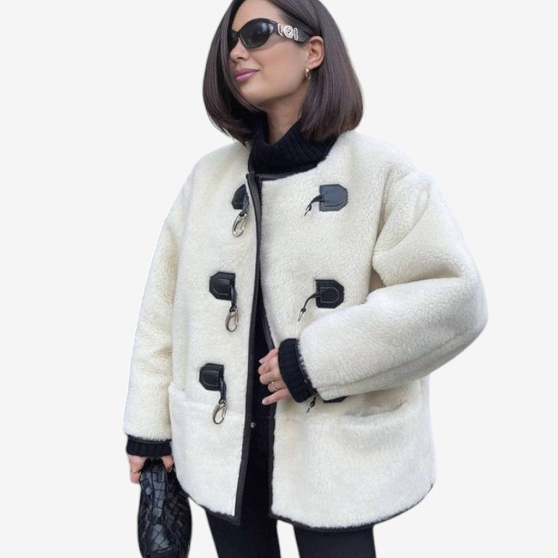 Manteau Femme Col Rond Manches Longues et Poche - PanierRoyale