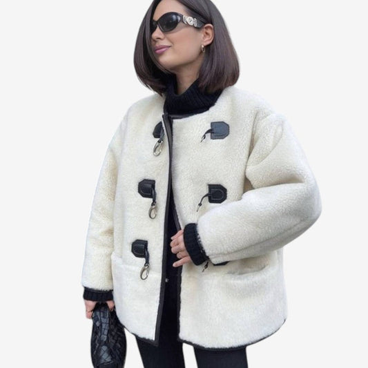 Manteau Femme Col Rond Manches Longues et Poche - PanierRoyale