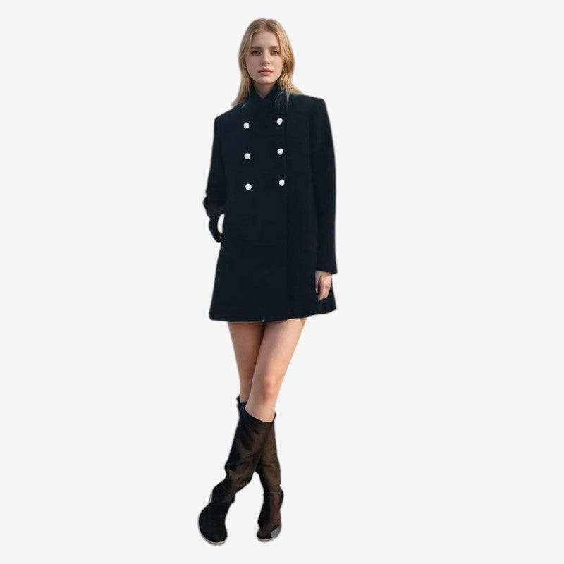 Manteau Femme Élégant Hiver Double Boutons en Laine - PanierRoyale