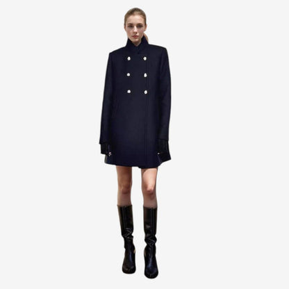 Manteau Femme Élégant Hiver Double Boutons en Laine