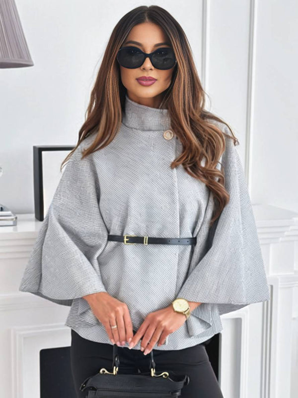 Poncho Femme Courte à Manches Longues Élégant