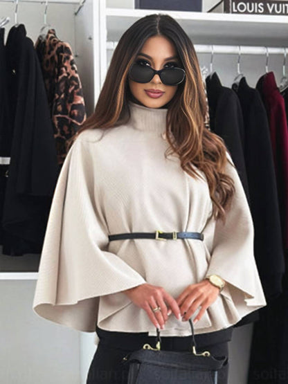 Poncho Femme Courte à Manches Longues Élégant