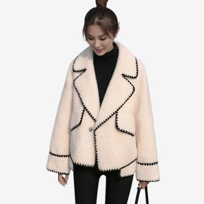 Blouson Hiver Élégant Col Montant avec Doublure Polaire