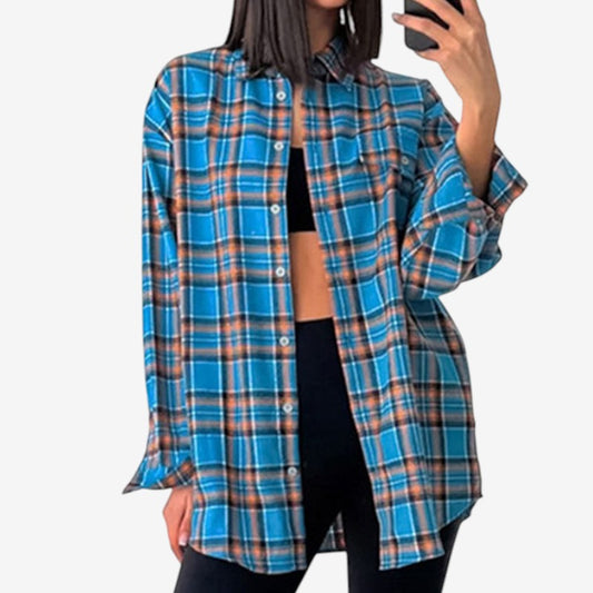 Chemise Femme à Carreaux Traditionnel avec Col V - PanierRoyale