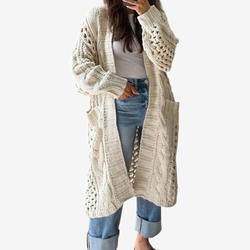 Gilet en Maille Épaisse Homme avec Poches et Manches Longues