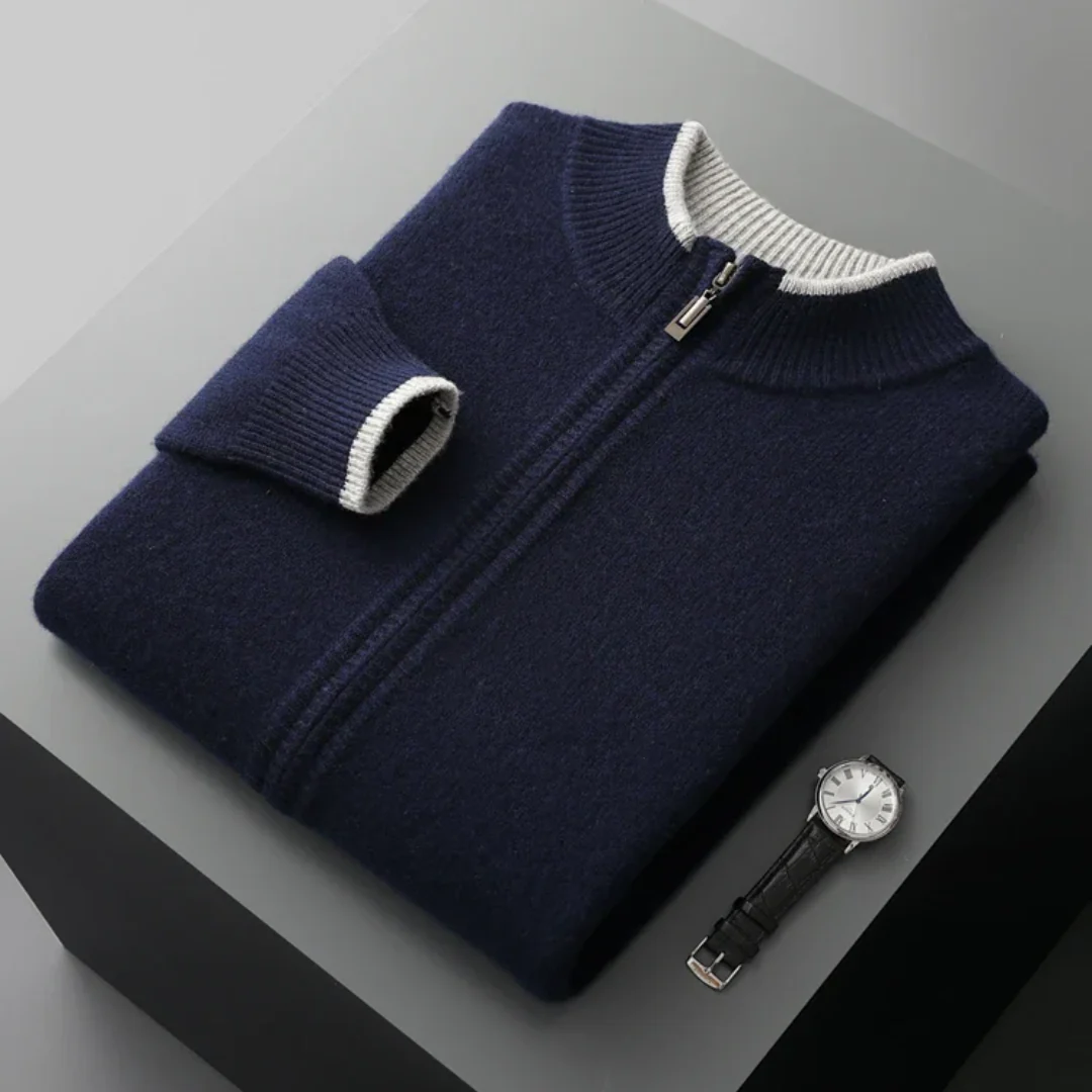 Pull Homme Mérinos Zippé Chaud et Léger
