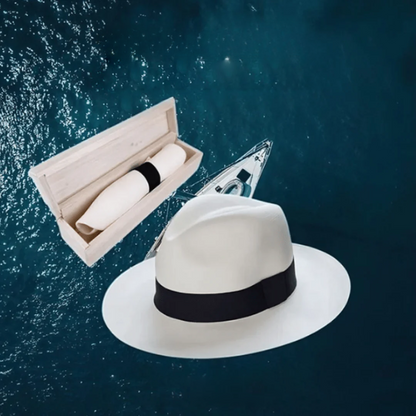 Chapeau Panama Brun Authentique à Ruban Noir Élégant