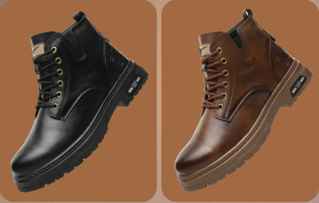 Bottes Homme Haut de Gamme à Lacets et Fermeture Éclair