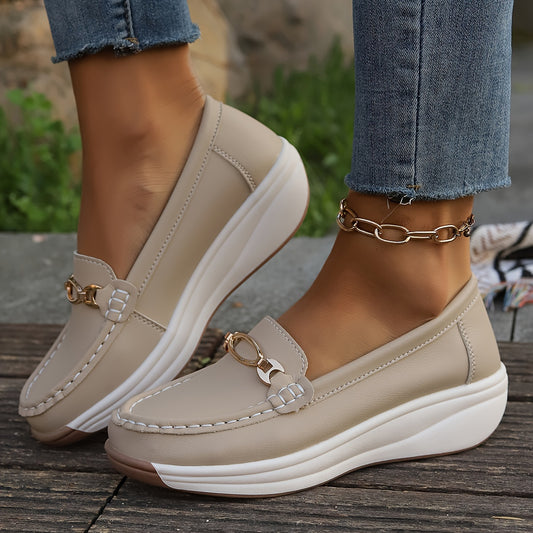 Caliazo™ – Mocassin Femme Compensé Chic en Simili Cuir Confortable