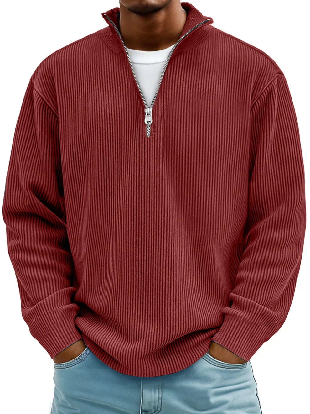 Pull Demi-zip Confortable Chaleur Légère Coupe Moderne
