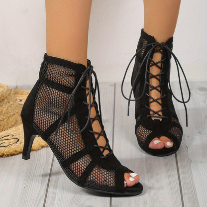Sandales Talon Haut Femmes pour Soirée Été avec Lacets