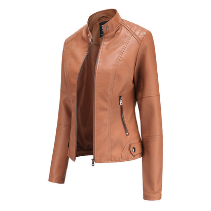 Blouson Femme Cuir Fermeture Éclair Avant
