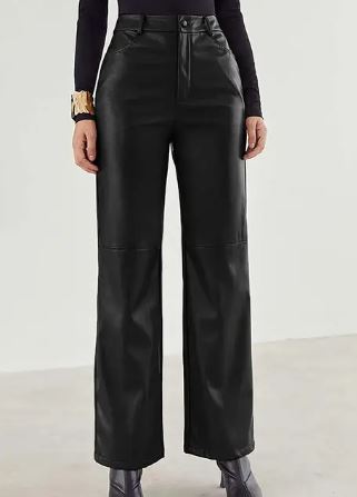 Pantalon Cuir Brun Élégant pour Femme