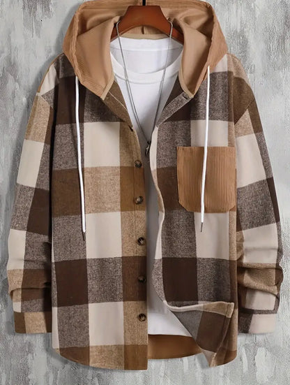 Veste à Capuche Homme Carreaux Douce et Confortable