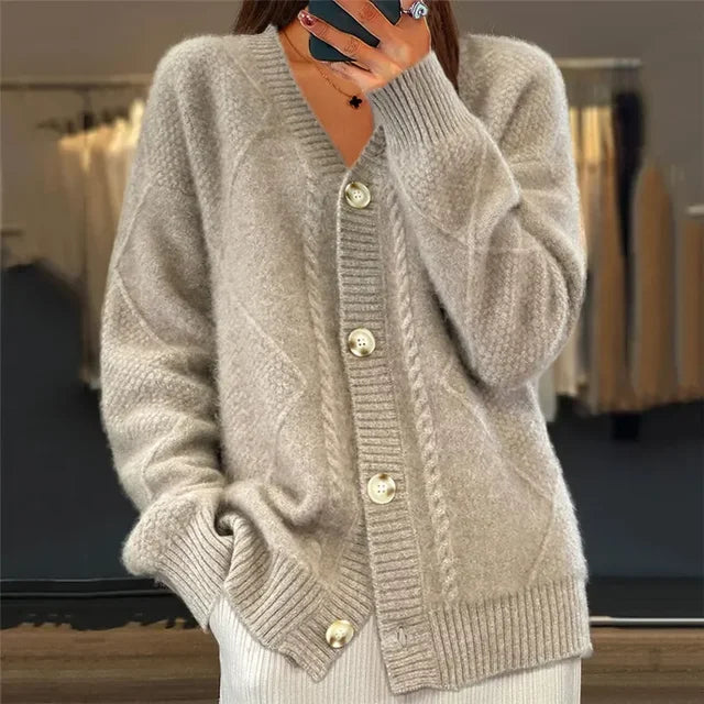Gilet Femme Cachemire Doux à Manches Longues - PanierRoyale