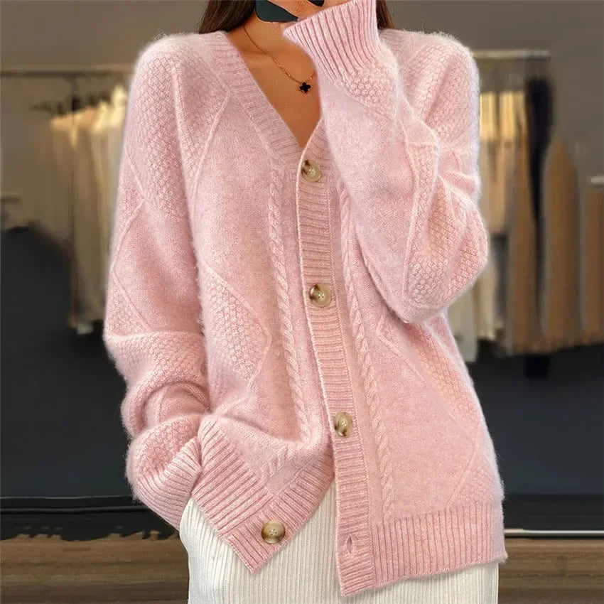 Gilet Femme Cachemire Doux à Manches Longues