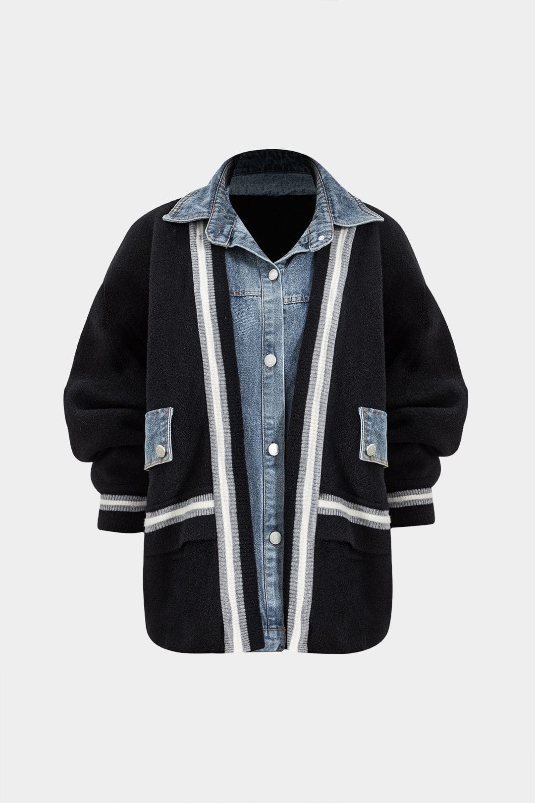 Cardigan Denim Mixte Élégant et Polyvalent - BerlinGlamour
