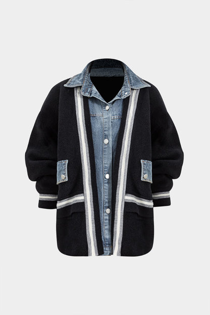 Cardigan Denim Mixte Élégant et Polyvalent - BerlinGlamour