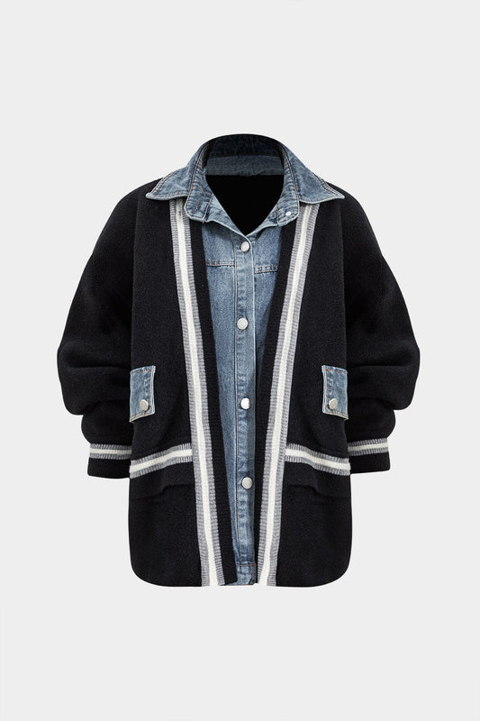 Cardigan Denim Mixte Élégant et Polyvalent - BerlinGlamour