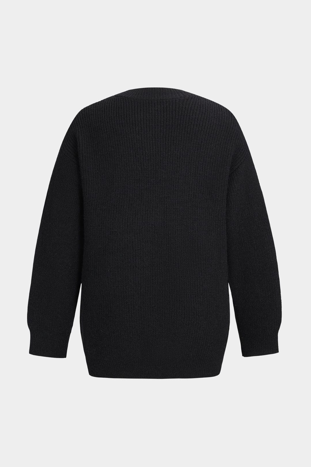 Cardigan Femme Noir en Maille avec Patches Jean