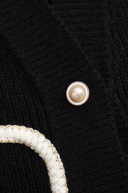 Cardigan Femme Noir en Maille avec Patches Jean