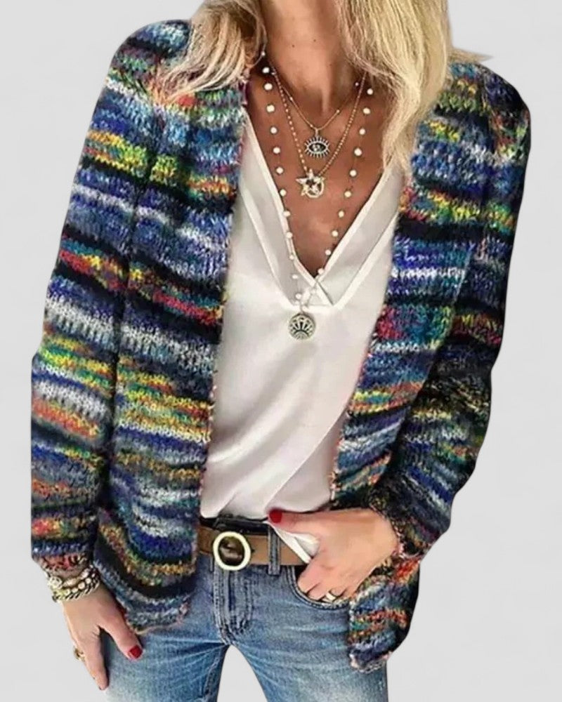 Cardigan tricoté multicolore pour femmes 1