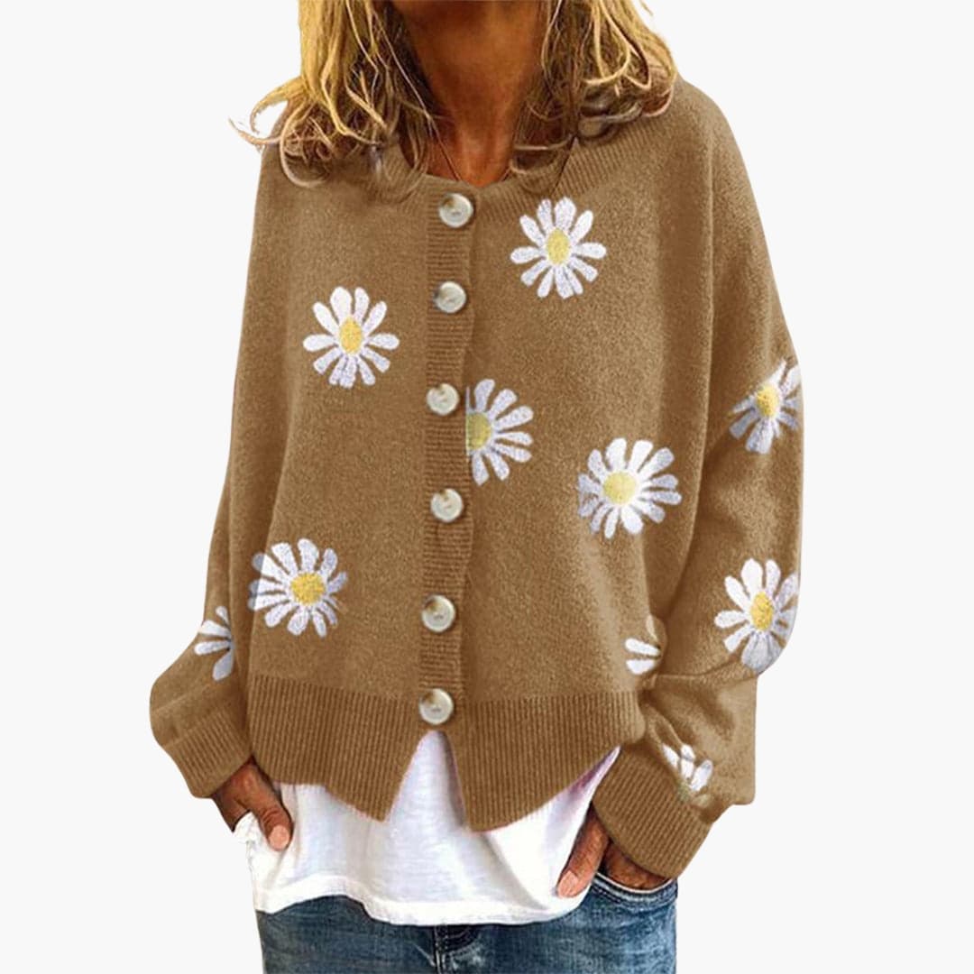 Cardigan Femme à Fleurons Décontracté Chic - PanierRoyale