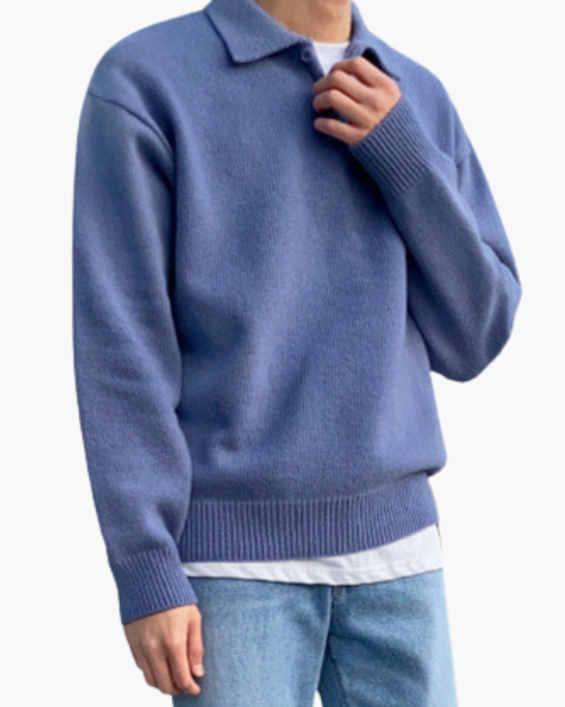 Pull Homme en Laine Chaud avec Col Polo