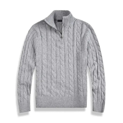 Pull Homme Laine Mélangée Zippé Hiver