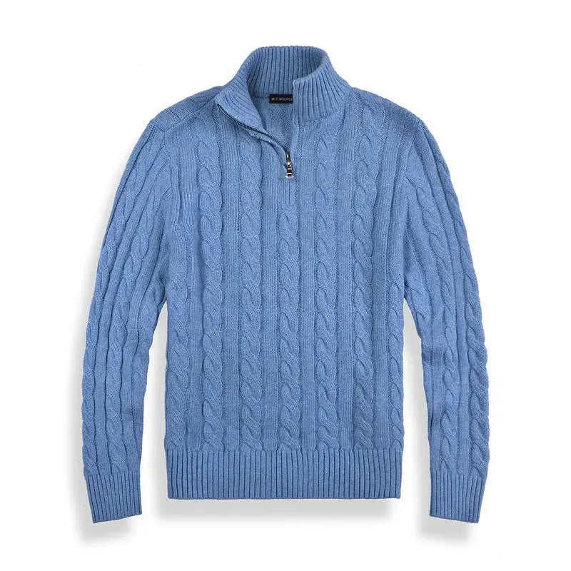 Pull Homme Laine Mélangée Zippé Hiver
