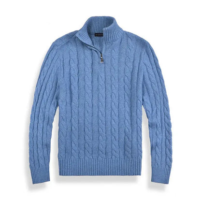 Pull Homme Laine Mélangée Zippé Hiver