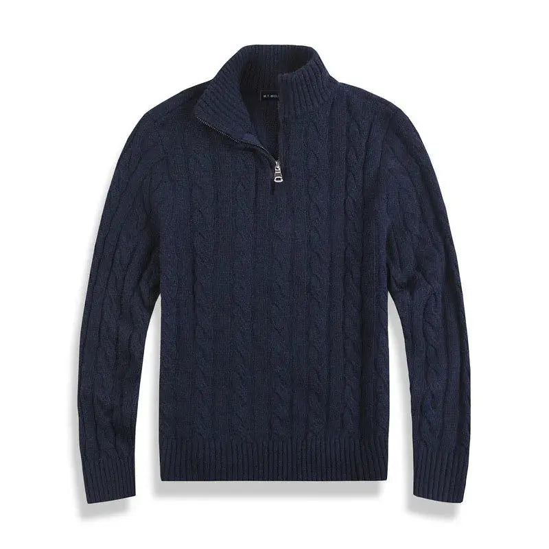 Pull Homme Laine Mélangée Zippé Hiver