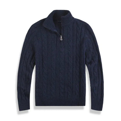 Pull Homme Laine Mélangée Zippé Hiver