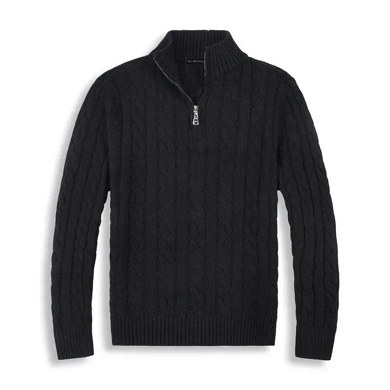 Pull Homme Laine Mélangée Zippé Hiver
