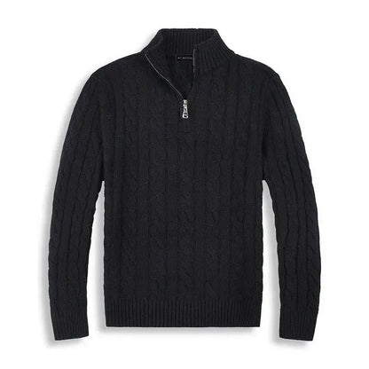 Pull Homme Laine Mélangée Zippé Hiver