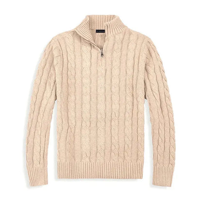 Pull Homme Laine Mélangée Zippé Hiver